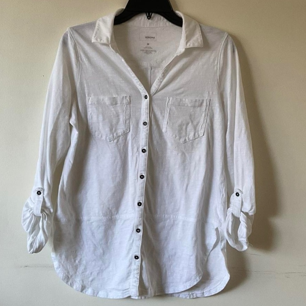 SONOMA White button down shirt Size M